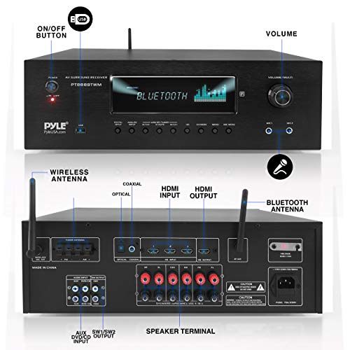 Pyle 1000W Channel Home Theater Receiver Bluetooth Amp
