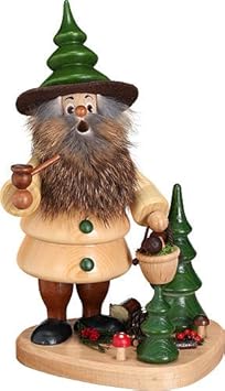 Räuchermännchen Baumwichtel Pilzsammler auf Sockel natur - 21 cm