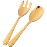 Gold-Plated Stainless Steel Salad Serving Set, 2-Piece Spoon Fork Flatware Set