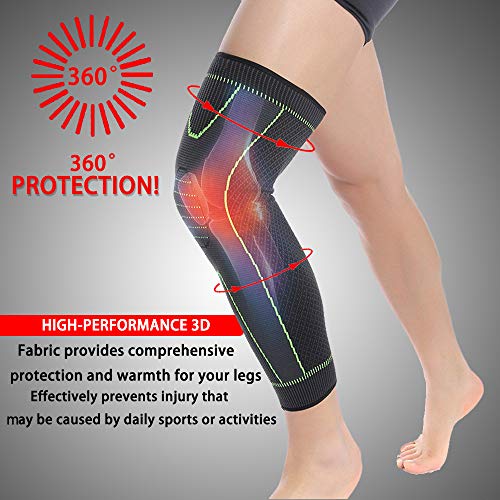 Full Leg Compression Sleeve for Men & Women, Long Knee Brace Sleeve for