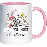 Khanoqq Just One More Chapter 11 Oz Book Lover Ceramic Coffee Mug Cup, Perfect for Book Lovers, Ideal for Reading, 330ml, Modern Style, Reusable, Dishwasher & Microwave Safe