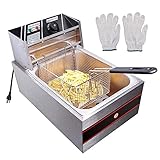Yescom 2500W 6L Commercial Electric Countertop Stainless Steel Deep Fryer Basket French Fry Restaurant Home Kitchen