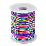 Outus 1 mm Elastic Cord Beading Threads Stretch String Fabric Crafting Cords for Jewelry Making (Rainbow, 200 m)
