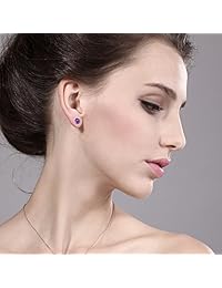 Plata de ley Ronda naturales púrpura amatista Stud arete de la mujer 6 mm de 1,50 quilates peso total
