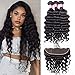 Ugrace Brazilian Hair Loose Deep Wave Bundles with Frontal Closure 8A Virgin Hair Wet and Wavy Human Hair Extensions Ear to Ear Lace Frontal with Bundles(14/16/18+12 Inch Frontal)