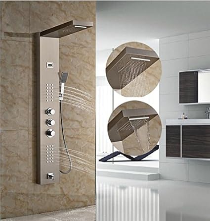 Gowe Luxury Brushed Nickle Shower Panel Exposed Bath Tub Shower