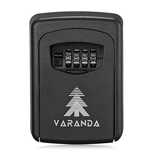 Click Here to See More Images VARANDA Key Box Wall-mounted Security Colorful Key Safe Box Combination Key Box/Key Safe, Waterproof Key Keeper for Sharing Your Keys Securely (Black)