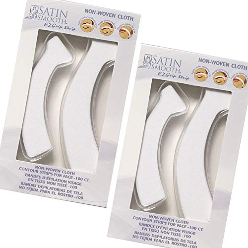 Satin Smooth EZ Grip Eyebrow Wax Strips – Non-Woven Eyebrow Waxing Strips, Upper Lip & Brow Wax Strip, Facial Hair Removal Women, 100 ct, 2 Pack
