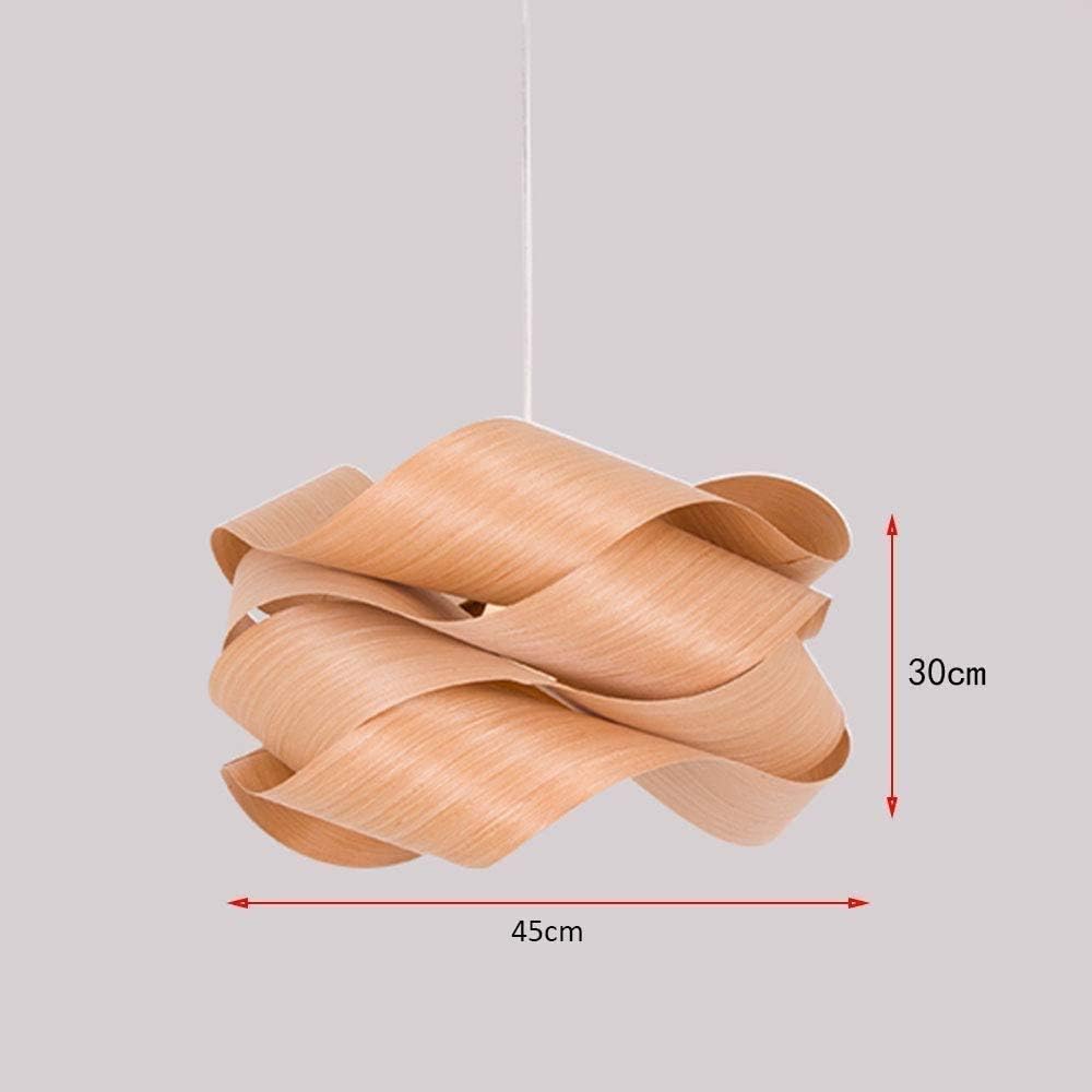 Qsweet E27 pendant lamp shade natural wood shade wooden ceiling chandelier pendant wooden living room chandelier chandelier,60cm