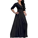 JTNFairy Womens Casual Floral Print Long Maxi Dress Plus Size Plain Party Outfits