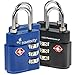 4 Pack TSA Approved Combo Luggage Travel Locks Red Indicator Alert Pop-Up When Opened Combinations Triple Dial