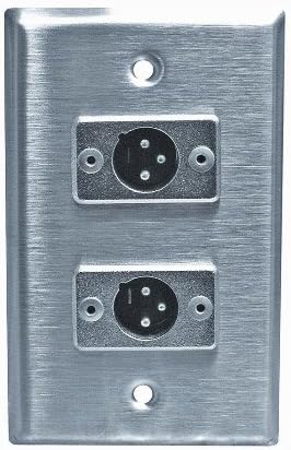 Stainless Steel XLR Male Wall Plate Single Gang with 2 XLR Jacks