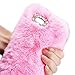 Mihaha Luxury double row Bling Diamond Adorable Lovely Creative Fluffy Rabbit Warm Soft Hair Furry Fur Decorative Soft TPU Case For iPhone 7 Plus (Pink)
