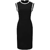 Hobemty Women's Funeral Sleeveless Dress Contrast Color Ruffled Sheath Dresses