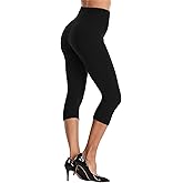 Kotii Women's Soft Capri Leggings 3/4 Cropped Leggings High Waisted Capris Tights