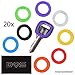 20 Pack of Key Identifier Rings - Plastic Key Cap Sleeve Rings in 8 Different Colors - Choose Your Own Color Coding System to Tag Your Keys - Perfect to Identify Your Keys Immediately