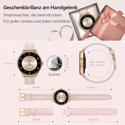 Women's Round Smart Watch, 1.57 Inch Smart Watch with Phone Function/Whatsapp, Fitness Tracker with Heart Rate/Sleep Monitor, Fitness Watch Women 120+ Sports Modes, 3ATM Waterproof, Watch for Samsung