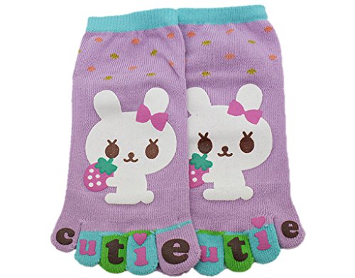 BONAMART 1 Pack Kids Girls Boys Split 5 Toes Crew Toe Cartoon Socks 5-8 Years Old