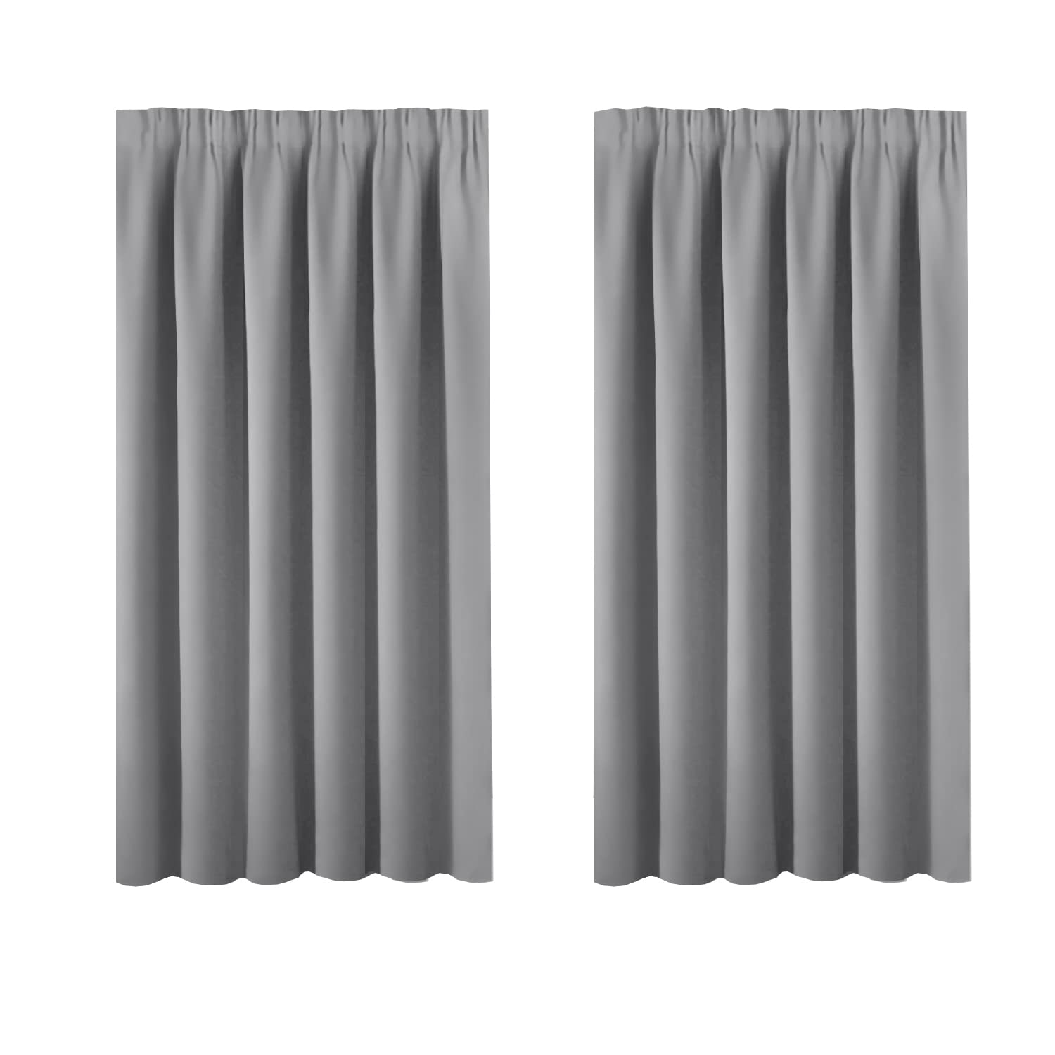 BellaHills Blackout Curtains Grey Window Curtains Blackout Drapes, Thermal Insulated Solid Pencil Pleat Blackout Curtains/Draperies for Living Room 66 x 54 Inch, 2 Panels, Grey