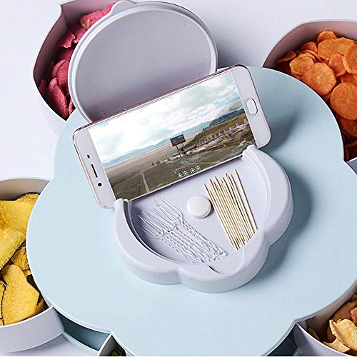 Leegoal Snack Tray, BPA Free Petal-Shape Rotating Candy Box with 5 Removable Compartments Ideal for Appetizer, Salad Bar, Dried Fruits, Nuts & Candies - Thumbnail 2