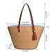 Sornean Straw Beach Bag Handbags Shoulder Bag Tote,Cotton Lining,PU Leather Handle-Eco Friendly (Off White)