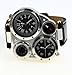 EinCar Fashion Metal Dial Watch with Dual Quartz Movement/Compass/Thermometer Black