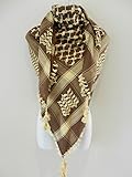 Dark Brown With Gold Yellow Embroided Arab Shemagh Head Scarf Neck Wrap Cottton