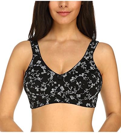 KISSLACE Women Cotton Bra Full Coverage Wire-Free No Padded Floral Comfort Plus Size Minimizer Bras