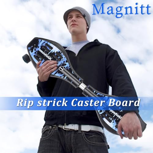 Magnitt Caster Board, Deluxe Junior Skateboard with Illuminating Wheels for More Excitement,Fun and Visibility, Twistboard for Kids 8+, Upgrade Color