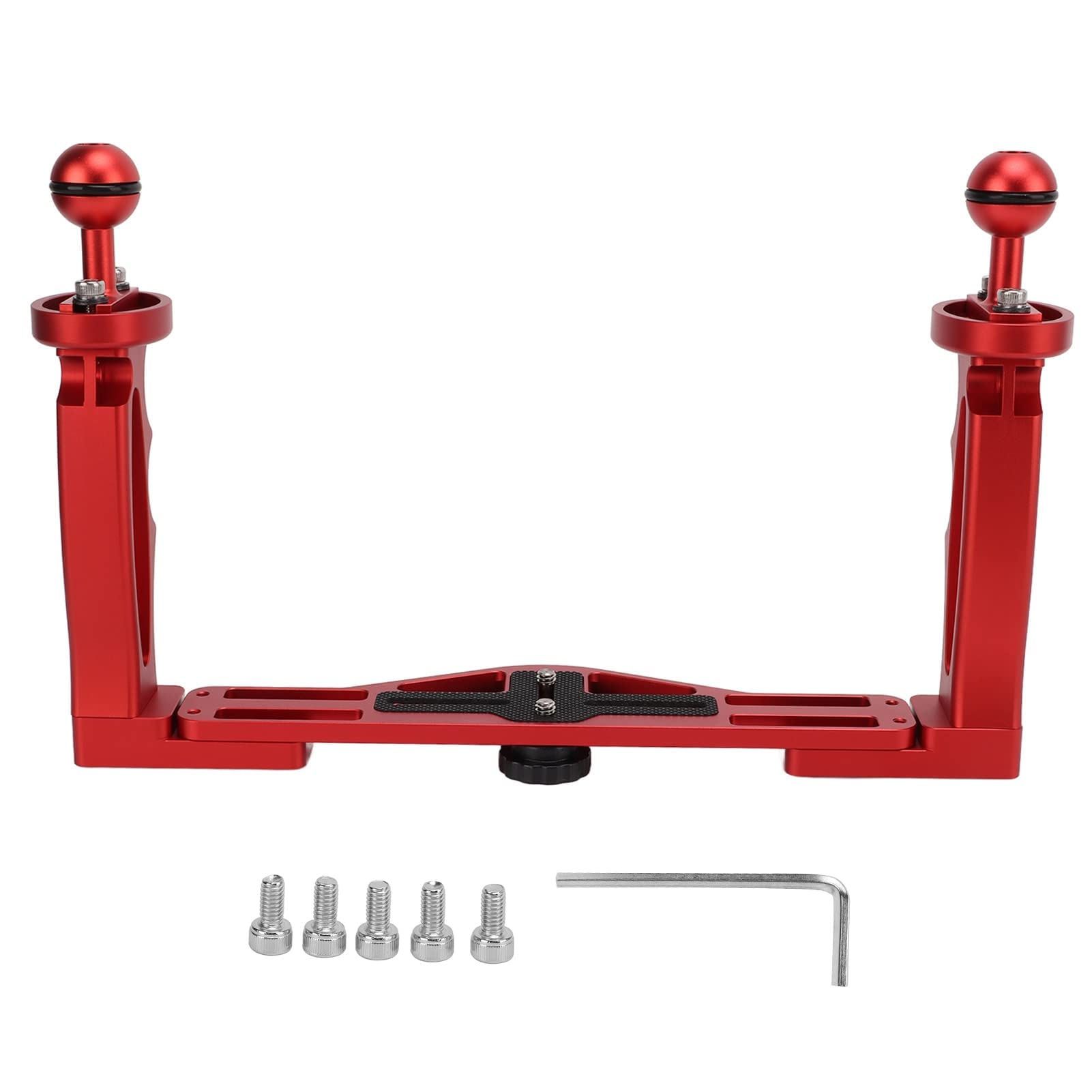 Dual Handle Handheld Stabilizer, Aluminum alloy Diving Handle Tray Bracket Handheld Hand Grip Video Stabilizer, Portable Balancer Holder, Compatible with DSLR Camera, Camcorder, Sports Cameras