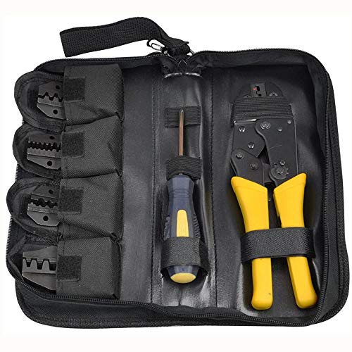 LUVODI Crimping Tool Kit Wire Terminals Ratchet Crimper Stripper Connectors Plier 5 Interchangeable Die Sets for Non-insulated and Insulated Cable Wire with Oxford Storage Bag - Thumbnail 5