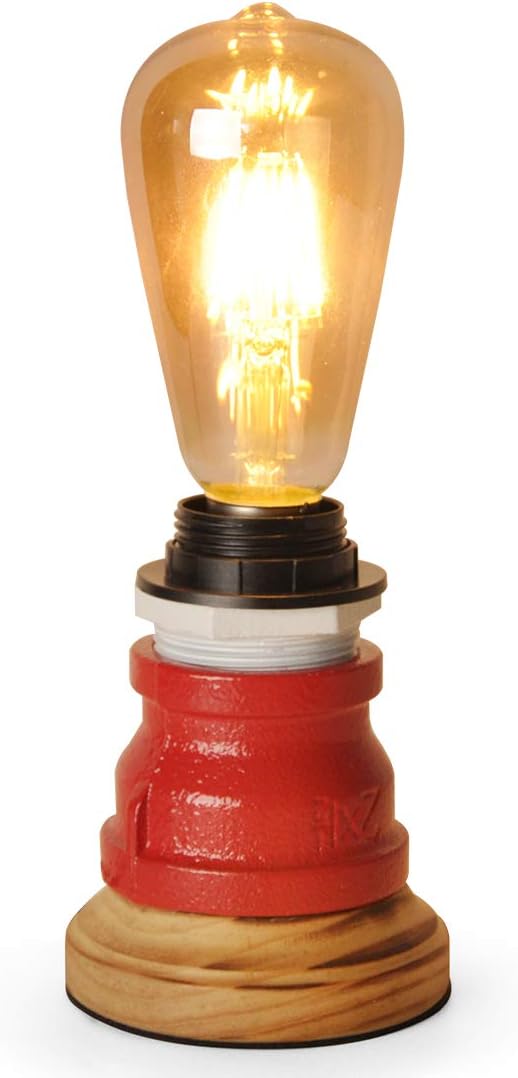 Mid Century Table Lamps Distressed Wood Metal Steampunk Light Fixture Retro Edison Base for Living Room Rustic Desk Decor Industrial Vintage Lighting e26 (Bulbs Not Included)
