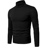 Askdeer Men's Turtleneck Long Sleeve Shirts Thermal Underwear Tops Basic Pullover Sweater Tees
