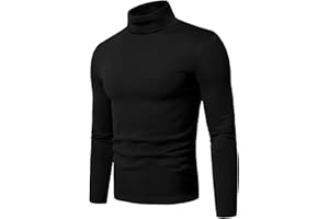 Askdeer Men's Turtleneck Long Sleeve Shirts Thermal Underwear Tops Basic Pullover Sweater Tees