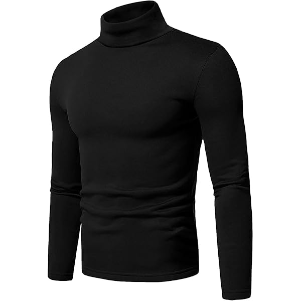 Christmas Mens T Shirt Long Sleeve Basic Tops Mock Turtleneck Slim