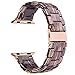 V-Moro Compatible 38mm 40mm iWatch Band Women Men- Fashion Resin Apple Watch Band Bracelet with Copper Stainless Steel Buckle for Apple Watch Series 5 Series 4 Series 3 Series 2 - Coffee Wood Grain