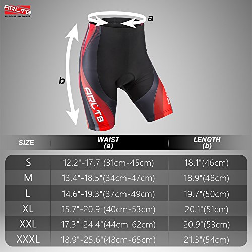 Arltb Bike Shorts 5 Sizes Men & Women Gel Padded Cycling Bicycle Compression Cycle Touring Shorts Tights Underwear Pants Elastic Breathable for Mountain (Red, S) - Thumbnail 5