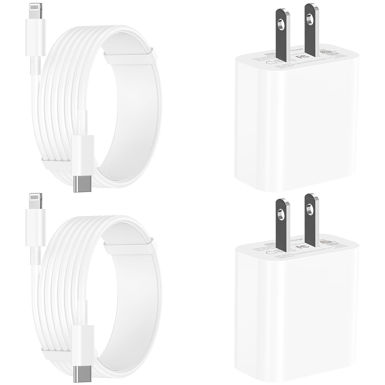 Photo 1 of [Apple MFi Certified] iPhone Charger Fast Charging, LANWK 2Pack 20W USB-C Charger Block Dynamic Power Adapter Type-C Wall Charger with 6FT Lightning Cable for iPhone 14 13 12 11 Pro XS Max XR X 8 iPad
