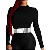 Fashion 21 Women's Shiny Polished Adjustable Metal Mirror Waist Belt Gold, Rose Gold, Silver Tone