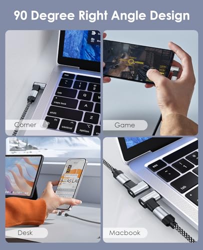 2 Pack Magnetic USB-C Male to USB-C Female Adapter, 240W, Right Angle, 40Gbps Data Transfer, 4K Video Output Compatible with ROG Ally, Steam Deck, Switch, iPhone 15/15 Pro