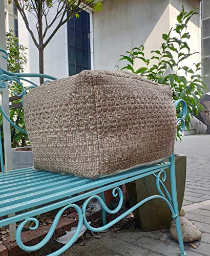 image for YISSEN RISEON Boho Hand Woven Contemporary  Cotton Linen Fabric Pou