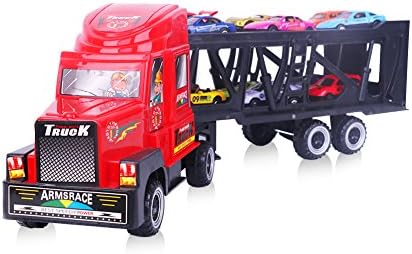 Car Transporter Toy Truck for Kids and Toddlers Include 12 Metal Slideable Cars with Handle Gift Package