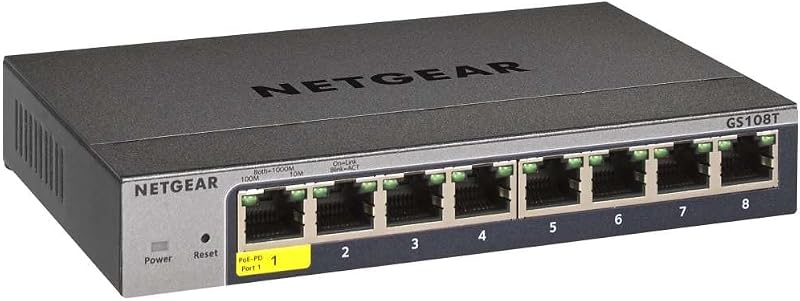 NETGEAR GS108T-300PES 8-Port Gigabit Smart Managed Plus Ethernet Switch