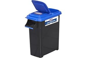 GENERIC Charcoal Briquettes Storage Dispenser Set with Lid, 4/8/20 Gallon Capacity, Stackable Black Wood or Smoker Pellet Container, Heavy Duty Grip Handle, Black/Blue (20 Gallon)