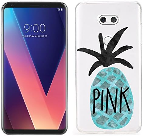 LG V30 Case - PINK Pineapple Quote Cool Summer Hipster Clear transparent designer High Clear TPU case with drop protection-Unique Designer Trendy Case for girls unisex women