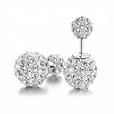 DIB Fashion Jewelry 925 Sterling Silver Crystal Double Sided Rhinestone Ball Princess Stud Earring