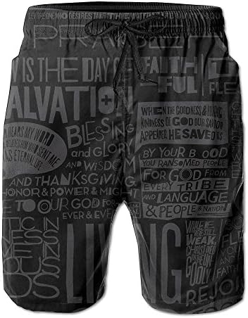 Religious Math Men's Beach Pants Workout Gym Short Shorts Pockets Sweatpants Waist Tension Design