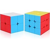 TWSTYFAL 2Pcs Speed Cube 3D Puzzles for Fidget Toys Adults，2x2 and 3x3x3 Smooth Fidget Cube Stress Relief Fidget Toy Brain Te