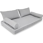 ZOALXZNT Outdoor Daybed Cushion Cover Twin, Twin Size Outdoor Daybed Mattress Bolster Pillow Fitted Sheet Cover (75 * 39 * 6in, Light Grey)
