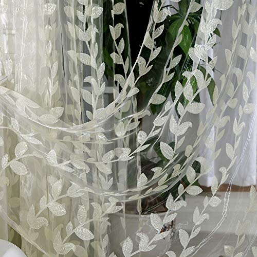 Norbi Willow Voile Tulle Room Window Curtain Sheer Voile Panel Drapes Curtain 39.4'' x 78.8" L (Beige)